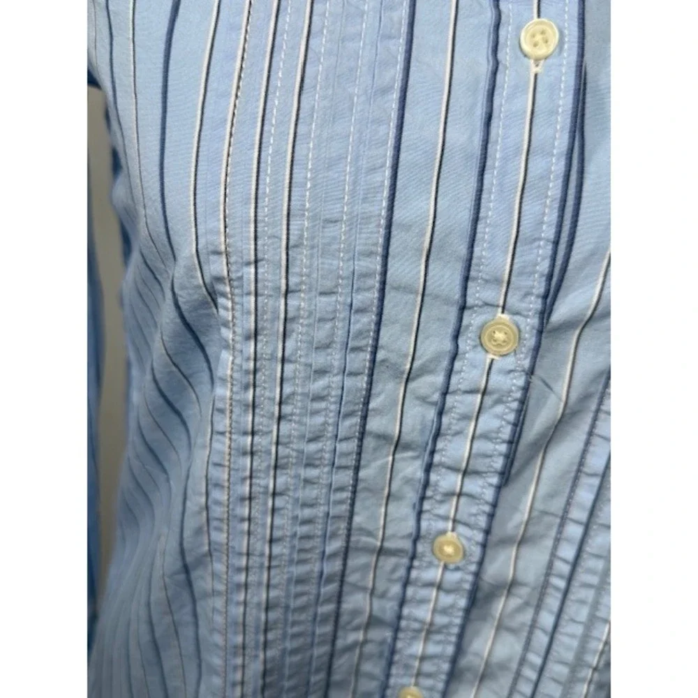 Ralph Lauren Girls Striped Shirt Dress‎ Size 12 Contrast Collar Blue White